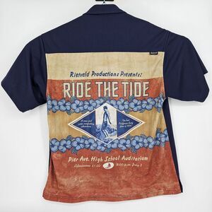 Vintage Rietveld Shirt Mens Medium Blue USA Ride The Tide Lightweight Button Up